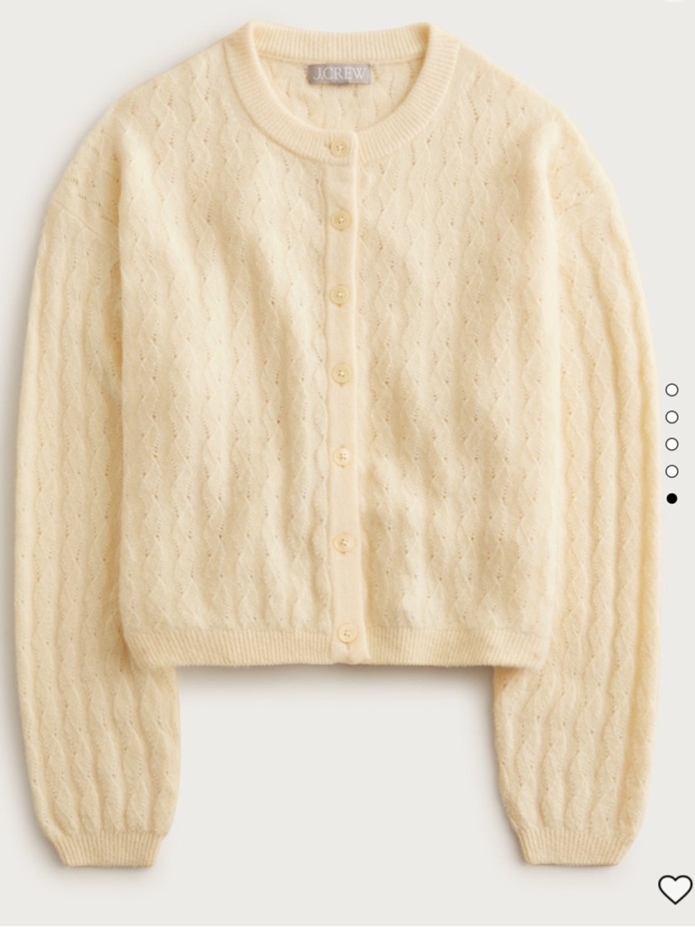 New with tags! J. Crew Cream super soft pointelle bubble hem cardigan